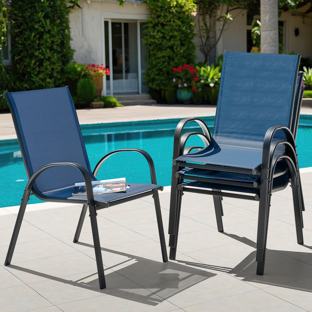 Ciella Outdoor Patio Chairs of 4, Stackable Dining Chairs for All Weather, Chair Set with Armrests for Backyard